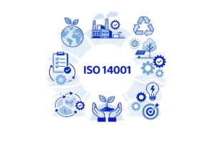 Grafische Darstellung zur ISO 14001 mit Fokus auf Managementsysteme mit Umweltfaktor